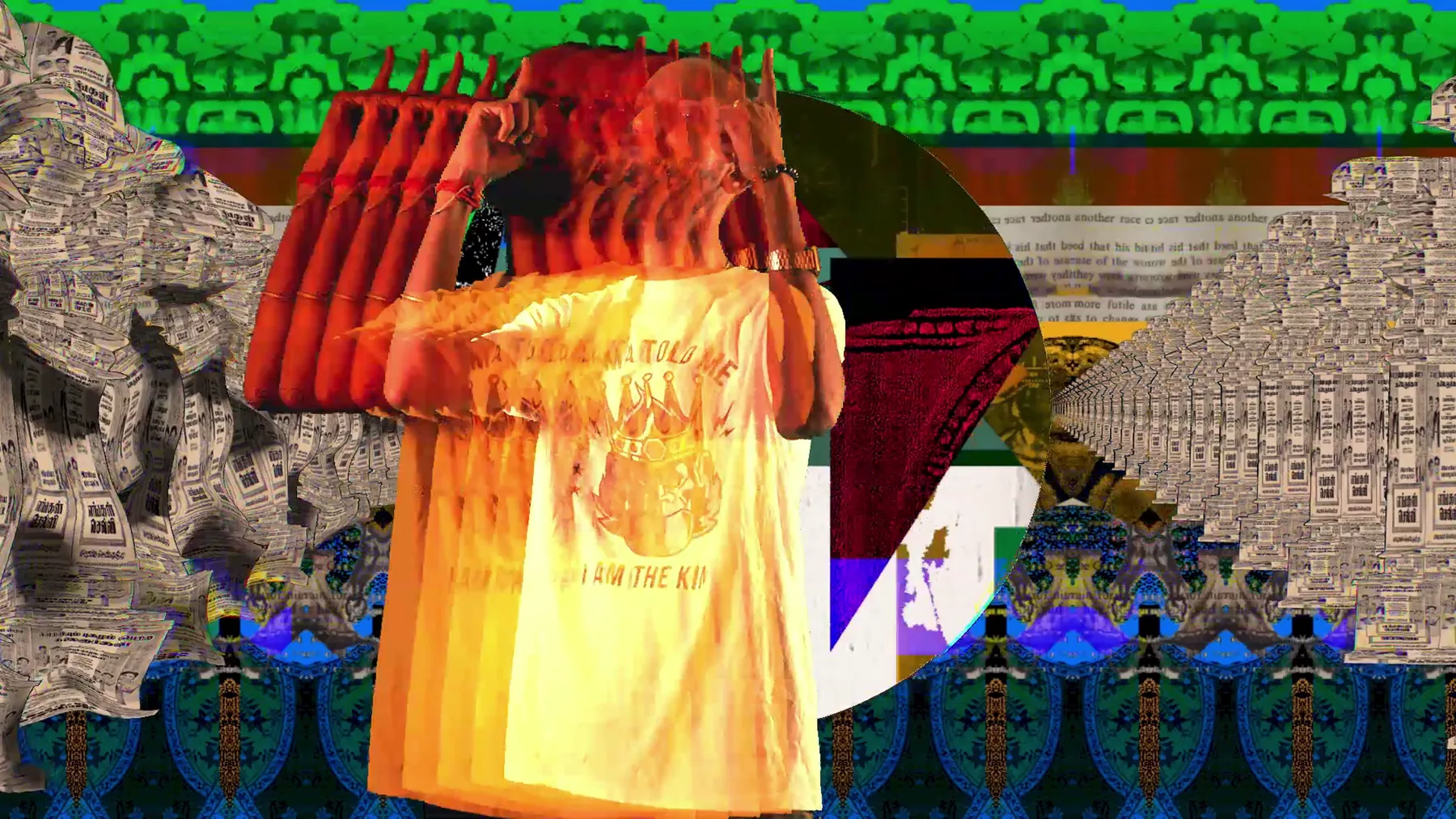 Performance footage layered into the collage system.